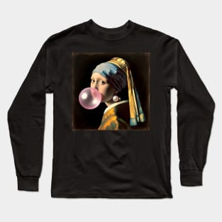 Pearl Earring Girl Bubble Gum Day Long Sleeve T-Shirt